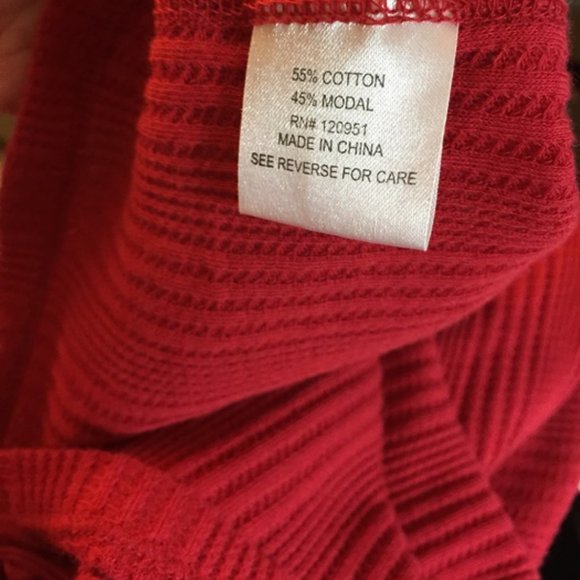 Womens Red V Neck Empire Top Long Sleeve Tie Bow M - Picture 6 of 7